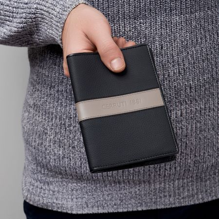 NLP406X-5 Cerruti 1881 Passport holder Delano Taupe & Black